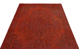 Orange Over Dyed Vintage Rug 5'3'' x 9'2'' ft 160 x 280 cm
