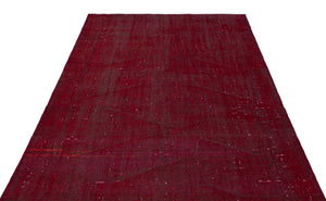 Red Over Dyed Vintage Rug 5'2'' x 9'4'' ft 158 x 285 cm