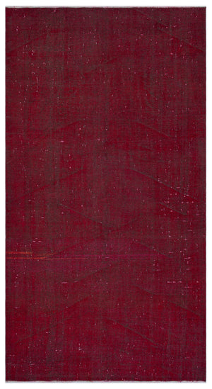 Red Over Dyed Vintage Rug 5'2'' x 9'4'' ft 158 x 285 cm