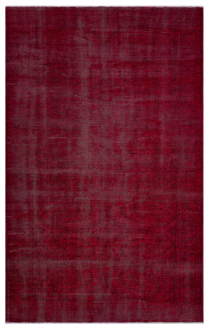 Red Over Dyed Vintage Rug 6'0'' x 9'10'' ft 183 x 300 cm