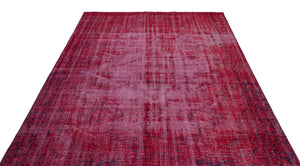 Red Over Dyed Vintage Rug 6'4'' x 9'7'' ft 193 x 292 cm