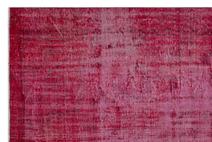 Red Over Dyed Vintage Rug 6'4'' x 9'7'' ft 193 x 292 cm