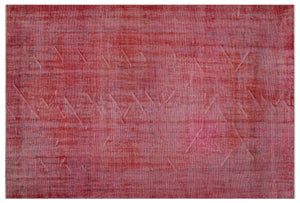 Red Over Dyed Vintage Rug 6'0'' x 8'12'' ft 184 x 274 cm