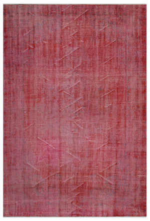 Red Over Dyed Vintage Rug 6'0'' x 8'12'' ft 184 x 274 cm