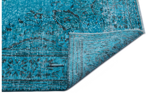 Traditional Design Turquoise Over Dyed Vintage Rug 6'3'' x 10'4'' ft 190 x 314 cm