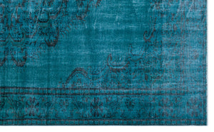 Turquoise Over Dyed Vintage Rug 5'12'' x 9'10'' ft 182 x 300 cm