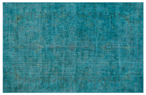 Turquoise Over Dyed Vintage Rug 6'4'' x 10'2'' ft 194 x 309 cm