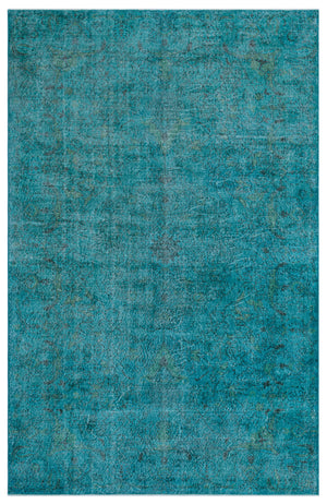 Turquoise Over Dyed Vintage Rug 6'4'' x 10'2'' ft 194 x 309 cm