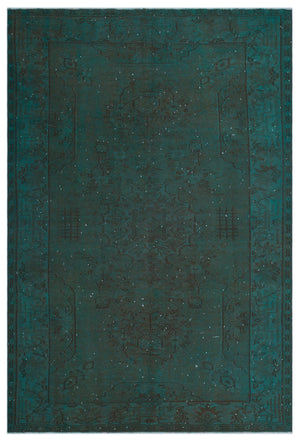 Turquoise Over Dyed Vintage Rug 6'1'' x 9'0'' ft 186 x 275 cm