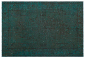 Turquoise Over Dyed Vintage Rug 6'1'' x 9'0'' ft 186 x 275 cm