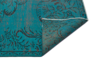 Turquoise Over Dyed Vintage Rug 6'1'' x 9'5'' ft 185 x 287 cm