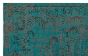 Turquoise Over Dyed Vintage Rug 6'1'' x 9'5'' ft 185 x 287 cm