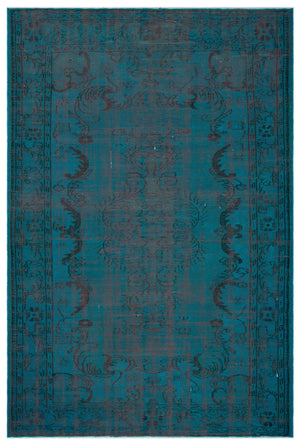 Turquoise Over Dyed Vintage Rug 6'5'' x 9'7'' ft 195 x 291 cm