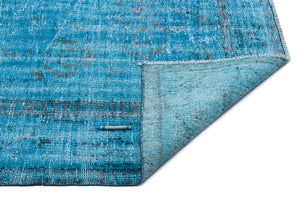 Turquoise Over Dyed Vintage Rug 6'1'' x 9'0'' ft 185 x 275 cm