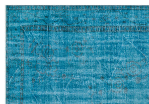 Turquoise Over Dyed Vintage Rug 6'1'' x 9'0'' ft 185 x 275 cm
