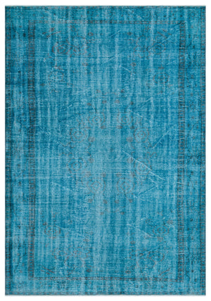 Turquoise Over Dyed Vintage Rug 6'1'' x 9'0'' ft 185 x 275 cm