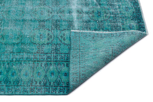 Turquoise Over Dyed Vintage Rug 6'7'' x 9'3'' ft 200 x 283 cm