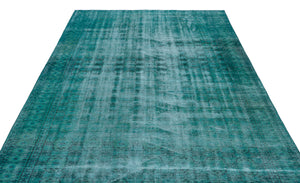 Turquoise Over Dyed Vintage Rug 6'7'' x 9'3'' ft 200 x 283 cm