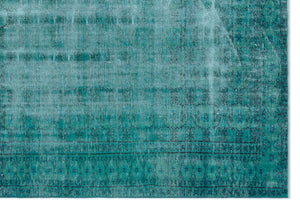 Turquoise Over Dyed Vintage Rug 6'7'' x 9'3'' ft 200 x 283 cm