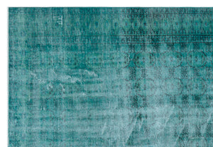 Turquoise Over Dyed Vintage Rug 6'7'' x 9'3'' ft 200 x 283 cm