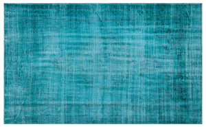 Turquoise Over Dyed Vintage Rug 6'1'' x 10'1'' ft 185 x 307 cm