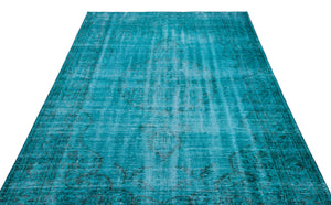 Turquoise Over Dyed Vintage Rug 6'1'' x 10'1'' ft 185 x 307 cm