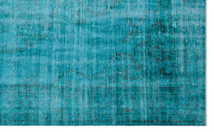 Turquoise Over Dyed Vintage Rug 6'1'' x 10'1'' ft 185 x 307 cm