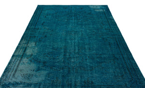 Turquoise Over Dyed Vintage Rug 6'2'' x 8'9'' ft 189 x 267 cm