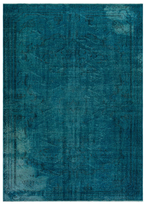 Turquoise Over Dyed Vintage Rug 6'2'' x 8'9'' ft 189 x 267 cm