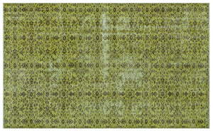 Green Over Dyed Vintage Rug 5'0'' x 8'3'' ft 153 x 252 cm