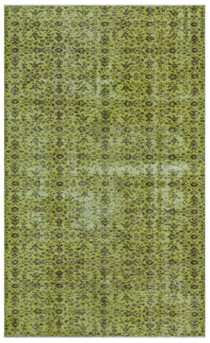 Green Over Dyed Vintage Rug 5'0'' x 8'3'' ft 153 x 252 cm