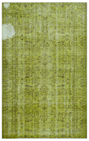 Green Over Dyed Vintage Rug 5'11'' x 9'6'' ft 180 x 290 cm