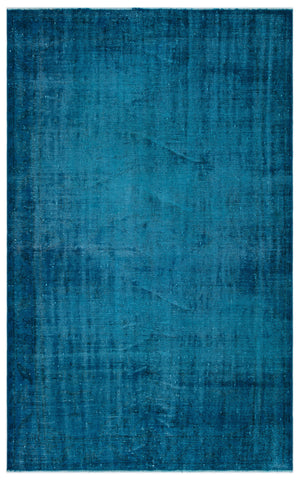 Turquoise Over Dyed Vintage Rug 5'2'' x 8'4'' ft 157 x 254 cm