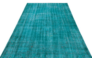 Turquoise  Over Dyed Vintage Rug 5'7'' x 8'8'' ft 170 x 265 cm