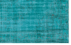 Turquoise  Over Dyed Vintage Rug 5'7'' x 8'8'' ft 170 x 265 cm