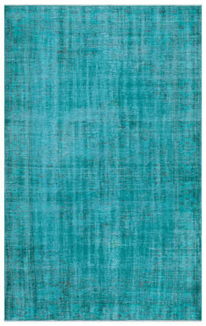 Turquoise  Over Dyed Vintage Rug 5'7'' x 8'8'' ft 170 x 265 cm