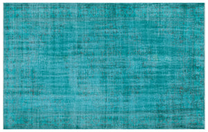 Turquoise  Over Dyed Vintage Rug 5'7'' x 8'8'' ft 170 x 265 cm