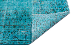 Turquoise Over Dyed Vintage Rug 6'1'' x 9'1'' ft 185 x 278 cm