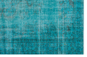 Turquoise Over Dyed Vintage Rug 6'1'' x 9'1'' ft 185 x 278 cm