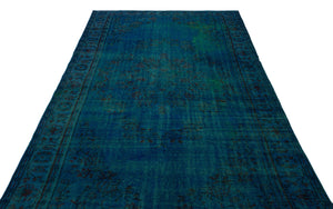 Turquoise Over Dyed Vintage Rug 6'1'' x 10'3'' ft 185 x 313 cm