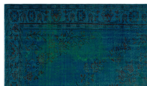 Turquoise Over Dyed Vintage Rug 6'1'' x 10'3'' ft 185 x 313 cm