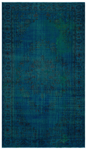 Turquoise Over Dyed Vintage Rug 6'1'' x 10'3'' ft 185 x 313 cm