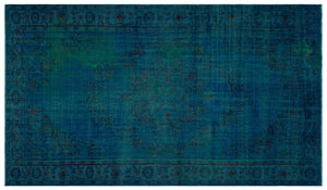 Turquoise Over Dyed Vintage Rug 6'1'' x 10'3'' ft 185 x 313 cm