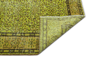 Green Over Dyed Vintage Rug 5'4'' x 9'1'' ft 163 x 278 cm