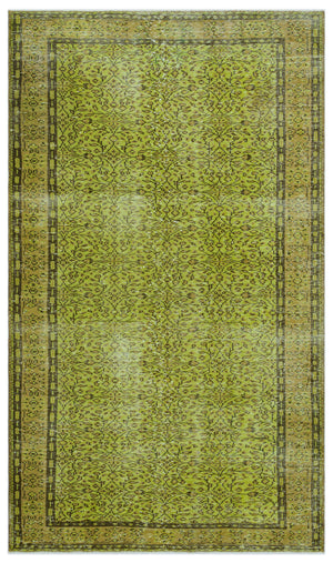 Green Over Dyed Vintage Rug 5'4'' x 9'1'' ft 163 x 278 cm