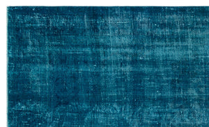 Turquoise Over Dyed Vintage Rug 4'10'' x 8'0'' ft 147 x 245 cm