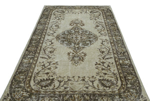 Beige Over Dyed Vintage Rug 5'4'' x 9'1'' ft 163 x 277 cm