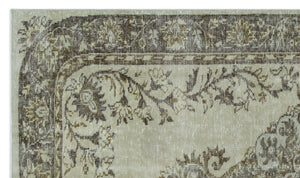 Beige Over Dyed Vintage Rug 5'4'' x 9'1'' ft 163 x 277 cm