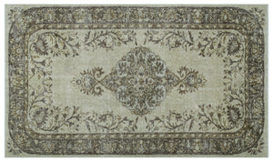 Beige Over Dyed Vintage Rug 5'4'' x 9'1'' ft 163 x 277 cm