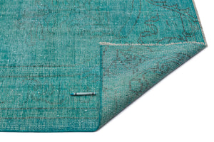 Turquoise  Over Dyed Vintage Rug 5'8'' x 8'0'' ft 172 x 244 cm